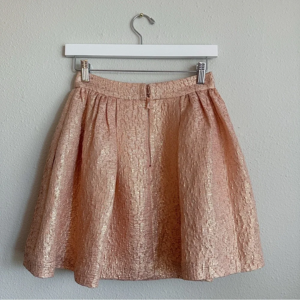 NWT Kate Spade New York Aimee Mini Skirt in Metallic Rose Gold Blush | Size 0